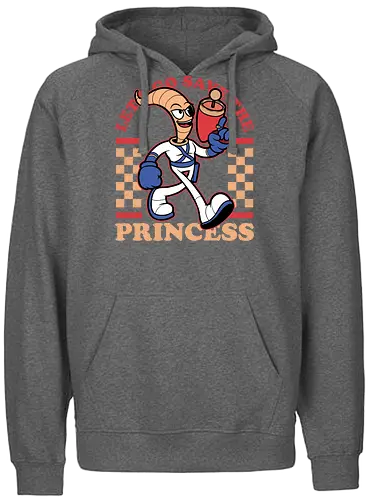Game Mascot Worm - Video Games, Video Game, Game, Games, Gamer, Mascot, Retro, Vintage, Retro Vintage, Retro Gamer, Retro Cartoon, Fantasy, Adventure, Earthworm, Worm, Princess, Evil, Villain - Fairtrade Hoodie