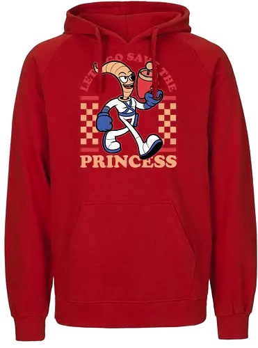 Game Mascot Worm - Video Games, Video Game, Game, Games, Gamer, Mascot, Retro, Vintage, Retro Vintage, Retro Gamer, Retro Cartoon, Fantasy, Adventure, Earthworm, Worm, Princess, Evil, Villain - Fairtrade Hoodie