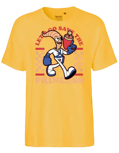 Game Mascot Worm - Video Games, Video Game, Game, Games, Gamer, Mascot, Retro, Vintage, Retro Vintage, Retro Gamer, Retro Cartoon, Fantasy, Adventure, Earthworm, Worm, Princess, Evil, Villain - Fairtrade T-Shirt