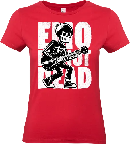Emo Is Not Dead - Skull, Skeleton, Musical, Music, Musician, Emo, Emotion, Rock, Rock And Roll, Punk, Gothic, Goth, Retro Vintage, Vintage, Show, Guitar, Festival, Dead - Standard T-Shirt (Women)