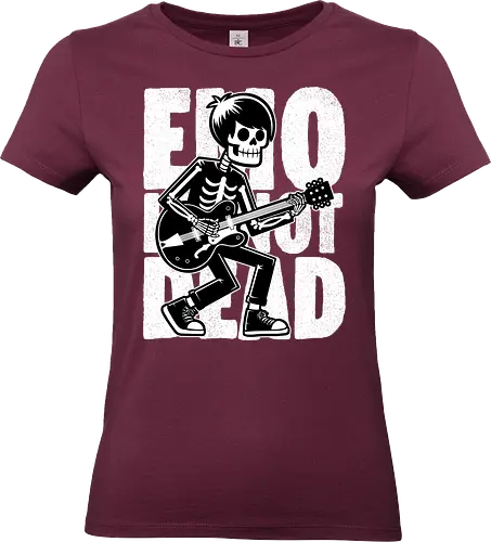 Emo Is Not Dead - Skull, Skeleton, Musical, Music, Musician, Emo, Emotion, Rock, Rock And Roll, Punk, Gothic, Goth, Retro Vintage, Vintage, Show, Guitar, Festival, Dead - Standard T-Shirt (Women)