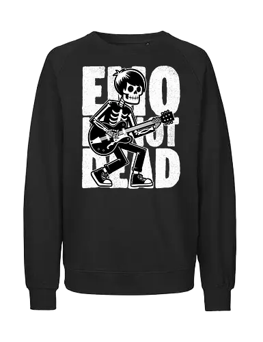 Emo Is Not Dead - Skull, Skeleton, Musical, Music, Musician, Emo, Emotion, Rock, Rock And Roll, Punk, Gothic, Goth, Retro Vintage, Vintage, Show, Guitar, Festival, Dead - Fairtrade Sweatshirt