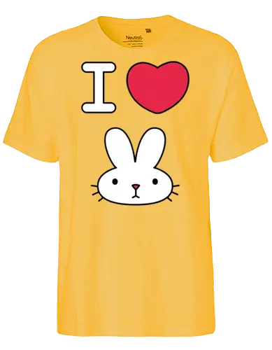 I Love Bunny – Cute Minimal Rabbit Illustration - bunny, rabbit, cute, kawaii, love, heart, minimal, cartoon, animal, white bunny, black background, adorable, simple design, vector style, kids art, sticker design, nursery art - Fairtrade T-Shirt