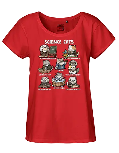 Science Cats - cat, animal, biology, cats, chemist, chemistry, kitten, kitty, physics, pun, science, science cat, scientist, scientist gift, teacher - Fairtrade Girl Shirt