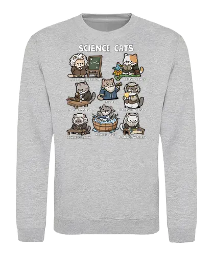 Science Cats - cat, animal, biology, cats, chemist, chemistry, kitten, kitty, physics, pun, science, science cat, scientist, scientist gift, teacher - Sweatshirt