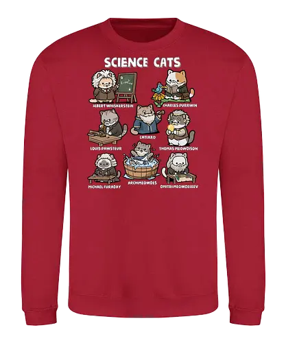 Science Cats - cat, animal, biology, cats, chemist, chemistry, kitten, kitty, physics, pun, science, science cat, scientist, scientist gift, teacher - Sweatshirt