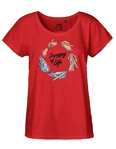 journey of life - hand draw, natural, nature, painting, tattoo, realism, life, live, quote, cool - Fairtrade Girl Shirt