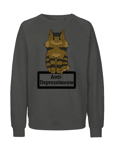 Anti-Depressimeow (schwarz) - Katze, Katzen, Cat, Cats, Comic, Cartoon, cute, süß, Tier, Haustier, Kater, Depression, Medikament - Fairtrade Sweatshirt