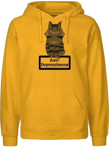 Anti-Depressimeow (schwarz) - Katze, Katzen, Cat, Cats, Comic, Cartoon, cute, süß, Tier, Haustier, Kater, Depression, Medikament - Fairtrade Hoodie
