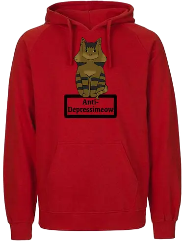 Anti-Depressimeow (schwarz) - Katze, Katzen, Cat, Cats, Comic, Cartoon, cute, süß, Tier, Haustier, Kater, Depression, Medikament - Fairtrade Hoodie