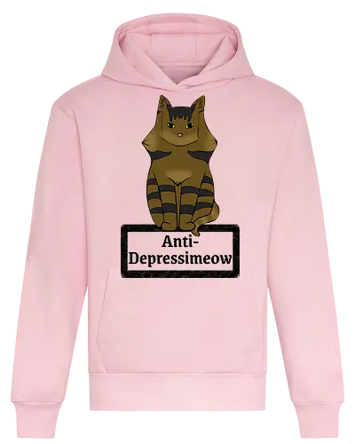 Anti-Depressimeow (schwarz) - Katze, Katzen, Cat, Cats, Comic, Cartoon, cute, süß, Tier, Haustier, Kater, Depression, Medikament - Heavyweight Hoodie