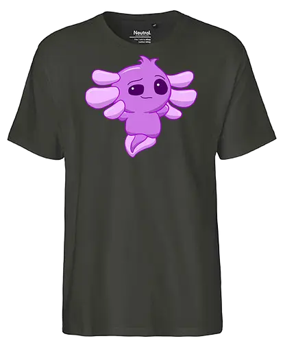 Verschmitztes Axolotl - Axolotl, Axl, cute, Cartoon, comic, Tier, Wasser, Water, rosa, lila, violet, türkis, grün - Fairtrade T-Shirt