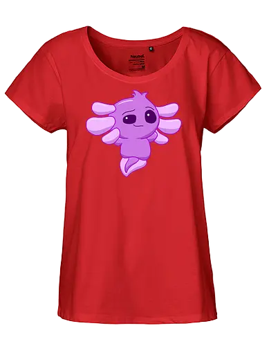 Verschmitztes Axolotl - Axolotl, Axl, cute, Cartoon, comic, Tier, Wasser, Water, rosa, lila, violet, türkis, grün - Fairtrade Girl Shirt