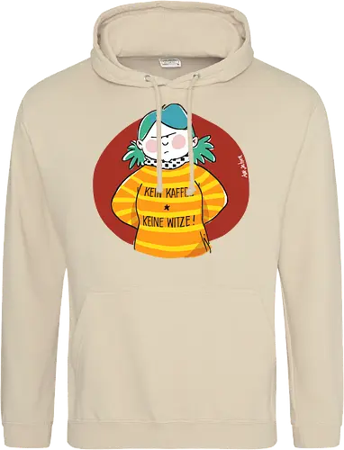 Kein Kaffee, keine Witze!  - Ringelpullisprüche, Kaffee, Ringeldinger, streifenweise, Spruch, Weisheit, Motivation, Ringelpulli, SprücheShirt, Cartoon Illustration, Statement, Handgezeichnet, Humor, Selbstironie, Streifenpulli, Spruchshirt, deutsch - Standard Hoodie