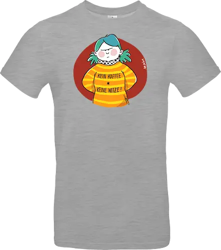 Kein Kaffee, keine Witze!  - Ringelpullisprüche, Kaffee, Ringeldinger, streifenweise, Spruch, Weisheit, Motivation, Ringelpulli, SprücheShirt, Cartoon Illustration, Statement, Handgezeichnet, Humor, Selbstironie, Streifenpulli, Spruchshirt, deutsch - Standard T-Shirt