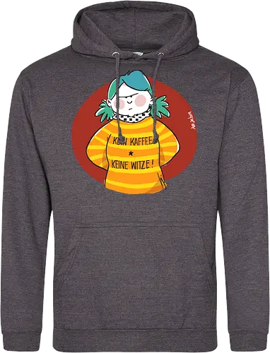 Kein Kaffee, keine Witze!  - Ringelpullisprüche, Kaffee, Ringeldinger, streifenweise, Spruch, Weisheit, Motivation, Ringelpulli, SprücheShirt, Cartoon Illustration, Statement, Handgezeichnet, Humor, Selbstironie, Streifenpulli, Spruchshirt, deutsch - Standard Hoodie
