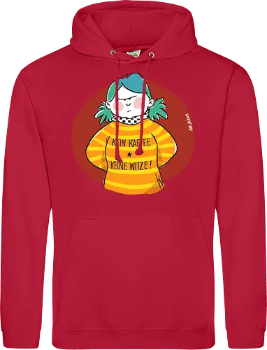 Kein Kaffee, keine Witze!  - Ringelpullisprüche, Kaffee, Ringeldinger, streifenweise, Spruch, Weisheit, Motivation, Ringelpulli, SprücheShirt, Cartoon Illustration, Statement, Handgezeichnet, Humor, Selbstironie, Streifenpulli, Spruchshirt, deutsch - Standard Hoodie