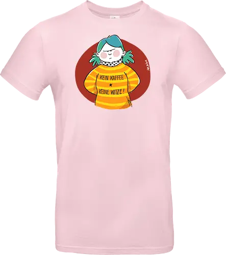 Kein Kaffee, keine Witze!  - Ringelpullisprüche, Kaffee, Ringeldinger, streifenweise, Spruch, Weisheit, Motivation, Ringelpulli, SprücheShirt, Cartoon Illustration, Statement, Handgezeichnet, Humor, Selbstironie, Streifenpulli, Spruchshirt, deutsch - Standard T-Shirt