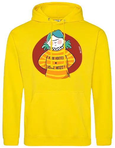 Kein Kaffee, keine Witze!  - Ringelpullisprüche, Kaffee, Ringeldinger, streifenweise, Spruch, Weisheit, Motivation, Ringelpulli, SprücheShirt, Cartoon Illustration, Statement, Handgezeichnet, Humor, Selbstironie, Streifenpulli, Spruchshirt, deutsch - Standard Hoodie