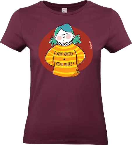 Kein Kaffee, keine Witze!  - Ringelpullisprüche, Kaffee, Ringeldinger, streifenweise, Spruch, Weisheit, Motivation, Ringelpulli, SprücheShirt, Cartoon Illustration, Statement, Handgezeichnet, Humor, Selbstironie, Streifenpulli, Spruchshirt, deutsch - Standard T-Shirt (Women)