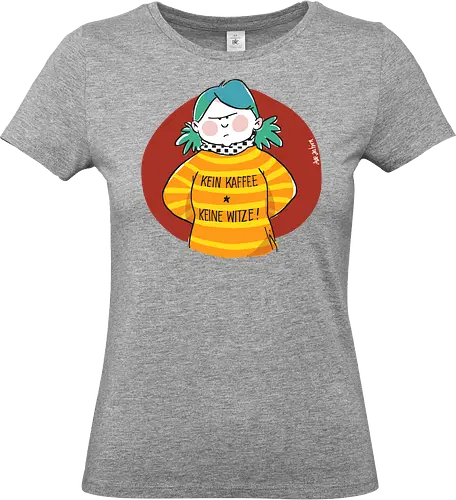 Kein Kaffee, keine Witze!  - Ringelpullisprüche, Kaffee, Ringeldinger, streifenweise, Spruch, Weisheit, Motivation, Ringelpulli, SprücheShirt, Cartoon Illustration, Statement, Handgezeichnet, Humor, Selbstironie, Streifenpulli, Spruchshirt, deutsch - Standard T-Shirt (Women)