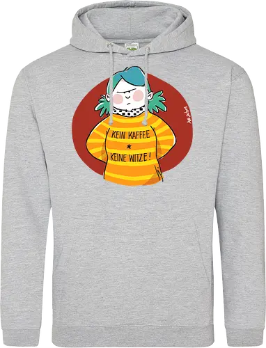 Kein Kaffee, keine Witze!  - Ringelpullisprüche, Kaffee, Ringeldinger, streifenweise, Spruch, Weisheit, Motivation, Ringelpulli, SprücheShirt, Cartoon Illustration, Statement, Handgezeichnet, Humor, Selbstironie, Streifenpulli, Spruchshirt, deutsch - Standard Hoodie