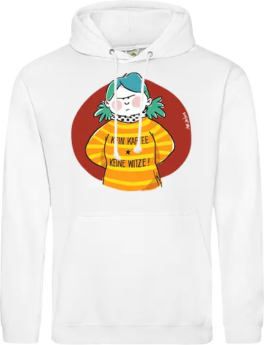 Kein Kaffee, keine Witze!  - Ringelpullisprüche, Kaffee, Ringeldinger, streifenweise, Spruch, Weisheit, Motivation, Ringelpulli, SprücheShirt, Cartoon Illustration, Statement, Handgezeichnet, Humor, Selbstironie, Streifenpulli, Spruchshirt, deutsch - Standard Hoodie