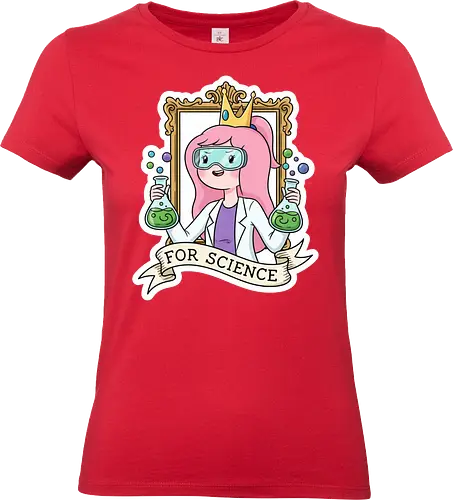 Für die Wissenschaft! Rosa Prinzessin als Wissenschaftlerin - Wissenschaft, MINT, Prinzessin, Laborkittel, Chemie, Cartoon, Aufkleber, Pinke Haare, Frauen in der Wissenschaft, Nerdkultur, Geekig, Laboralltag, Abenteuer, Verspielt, Fan-Art, Chemiekolben, Schutzbrille, Für die Wissenschaft - Standard T-Shirt (Women)