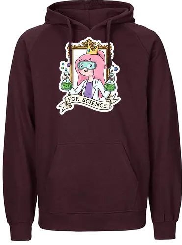Für die Wissenschaft! Rosa Prinzessin als Wissenschaftlerin - Wissenschaft, MINT, Prinzessin, Laborkittel, Chemie, Cartoon, Aufkleber, Pinke Haare, Frauen in der Wissenschaft, Nerdkultur, Geekig, Laboralltag, Abenteuer, Verspielt, Fan-Art, Chemiekolben, Schutzbrille, Für die Wissenschaft - Fairtrade Hoodie