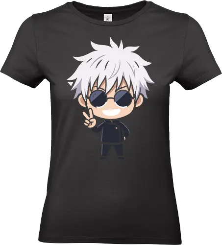 The Strongest Cutie - Satoru Gojo, Jujutsu, Chibi Gojo, kawaii anime shirt, cute manga art, JJK merch, strongest sorcerer, anime peace sign, chibi sorcerer, Japanese pop culture, white hair anime boy, cute anime girl gift, Gojo sunglasses, minimalist chibi, anime streetwear - Standard T-Shirt (Women)