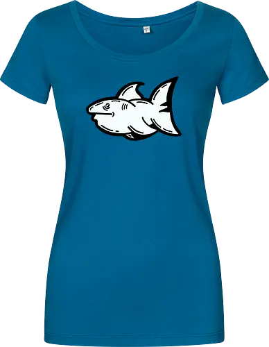 Hi the shark - Hai, fisch, shark, black, schwarz, grafik, weiß, fun, comic - Women T-Shirt