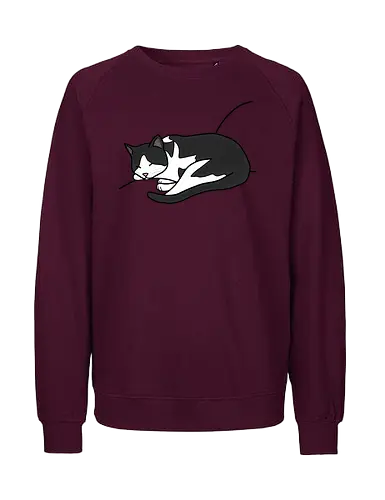 Leska - Katze, Cat, Tier, Haustier, pet, süß, cute, Comic, Cartoon, schwarz, weiß, schlaf, sleep, müde, tired - Fairtrade Sweatshirt