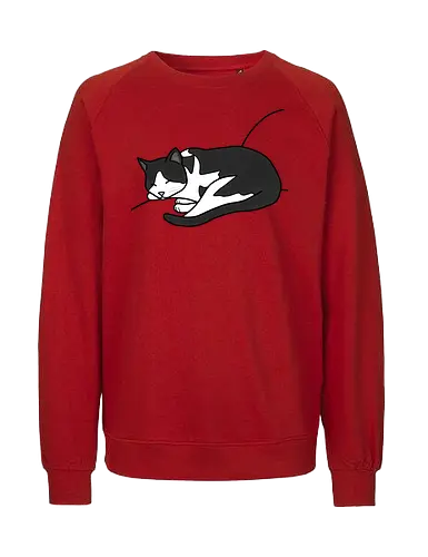 Leska - Katze, Cat, Tier, Haustier, pet, süß, cute, Comic, Cartoon, schwarz, weiß, schlaf, sleep, müde, tired - Fairtrade Sweatshirt