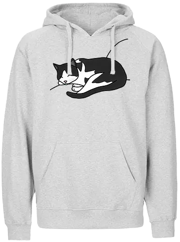 Leska - Katze, Cat, Tier, Haustier, pet, süß, cute, Comic, Cartoon, schwarz, weiß, schlaf, sleep, müde, tired - Fairtrade Hoodie