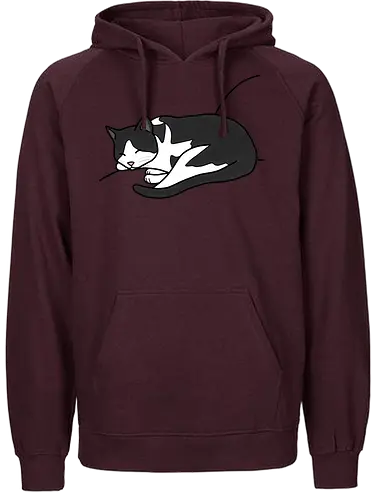 Leska - Katze, Cat, Tier, Haustier, pet, süß, cute, Comic, Cartoon, schwarz, weiß, schlaf, sleep, müde, tired - Fairtrade Hoodie