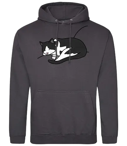 Leska - Katze, Cat, Tier, Haustier, pet, süß, cute, Comic, Cartoon, schwarz, weiß, schlaf, sleep, müde, tired - Standard Hoodie