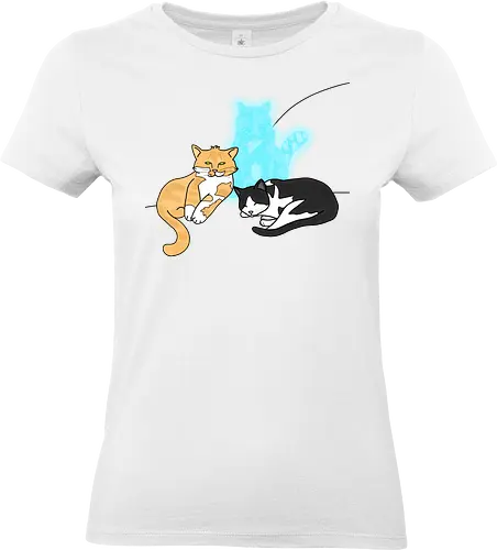 Drei Katzen - Katze, Cat, Tier, Haustier, pet, süß, cute, Comic, Cartoon, schwarz, weiß, schlaf, sleep, müde, tired, orange, fuchs, RIP - Standard T-Shirt (Women)