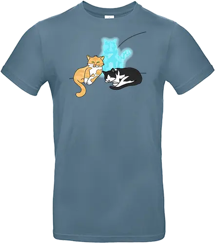 Drei Katzen - Katze, Cat, Tier, Haustier, pet, süß, cute, Comic, Cartoon, schwarz, weiß, schlaf, sleep, müde, tired, orange, fuchs, RIP - Standard T-Shirt