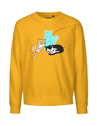 Drei Katzen - Katze, Cat, Tier, Haustier, pet, süß, cute, Comic, Cartoon, schwarz, weiß, schlaf, sleep, müde, tired, orange, fuchs, RIP - Fairtrade Sweatshirt