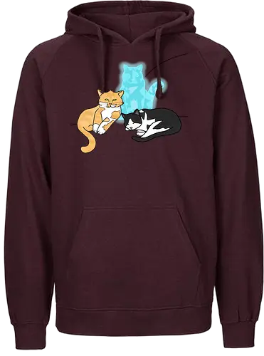 Drei Katzen - Katze, Cat, Tier, Haustier, pet, süß, cute, Comic, Cartoon, schwarz, weiß, schlaf, sleep, müde, tired, orange, fuchs, RIP - Fairtrade Hoodie