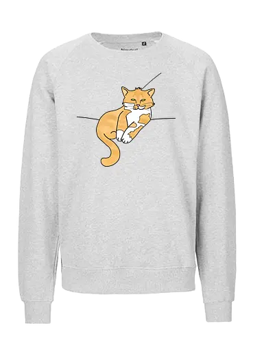 Barnabas - Katze, Cat, Tier, Haustier, pet, süß, cute, Comic, Cartoon, weiß, schlaf, sleep, müde, tired, orange, fuchs, Moustache, Bart - Fairtrade Sweatshirt
