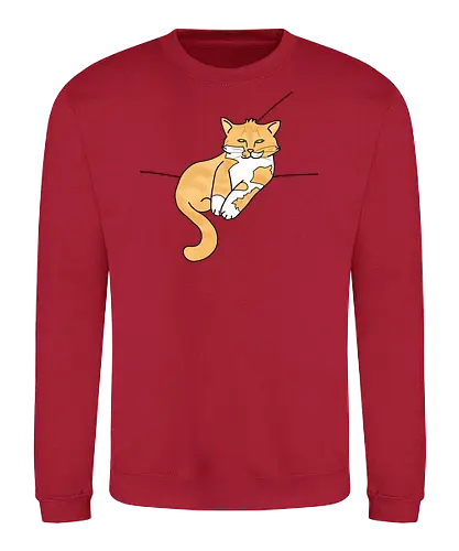 Barnabas - Katze, Cat, Tier, Haustier, pet, süß, cute, Comic, Cartoon, weiß, schlaf, sleep, müde, tired, orange, fuchs, Moustache, Bart - Sweatshirt