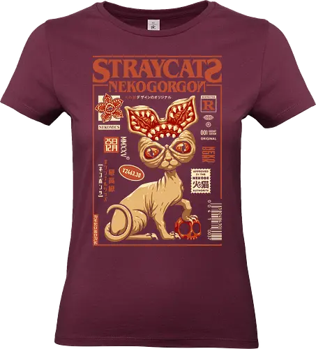 Stray Cat - Nekogorgon - hellfire club, cat, kitty, meow, Strange, hellfire, demogorgon, hawkins, upside down, eleven, Pen and paper, movie, tv series, TV, 80s - Standard T-Shirt (Women)
