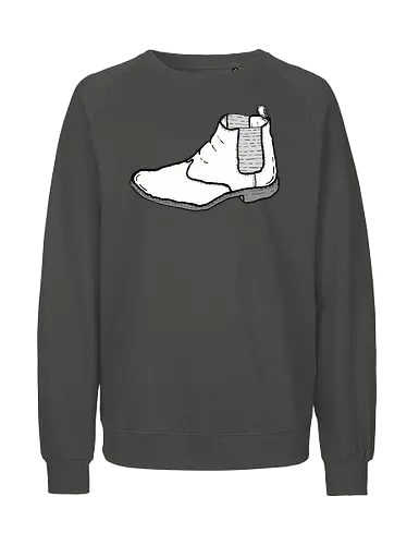 Schuh  - Schu, boots, fun, comic, cartoon, art, ilustration, komisch, schwarz, weiß, stiefel - Fairtrade Sweatshirt