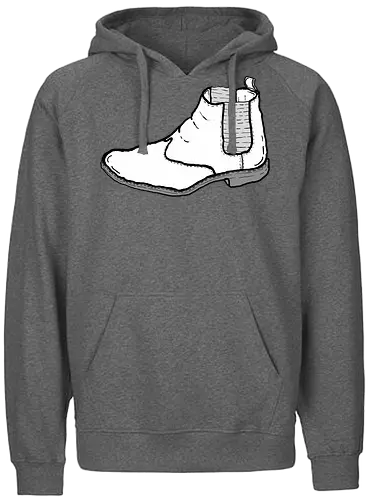 Schuh  - Schu, boots, fun, comic, cartoon, art, ilustration, komisch, schwarz, weiß, stiefel - Fairtrade Hoodie