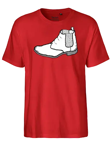Schuh  - Schu, boots, fun, comic, cartoon, art, ilustration, komisch, schwarz, weiß, stiefel - Fairtrade T-Shirt