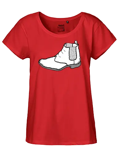 Schuh  - Schu, boots, fun, comic, cartoon, art, ilustration, komisch, schwarz, weiß, stiefel - Fairtrade Girl Shirt