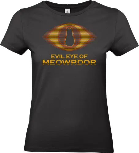 Evil Eye of Meowrdor Cat Parody - cat, animal, cats, cult movies, cute, devil, evil, fantasy, funny, geek, kitty, meow, nerd, nostalgia, parody - Standard T-Shirt (Women)