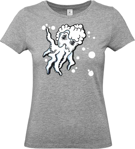 Tintenfisch - Tintenfisch, Fisch, Fun, Art, comic, Ilustration, Schwarz, weiß, komisch - Standard T-Shirt (Women)