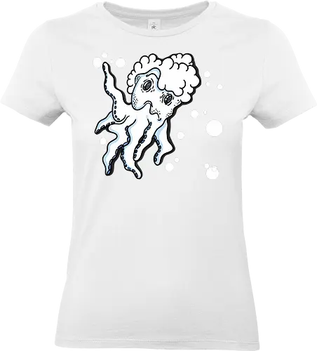 Tintenfisch - Tintenfisch, Fisch, Fun, Art, comic, Ilustration, Schwarz, weiß, komisch - Standard T-Shirt (Women)